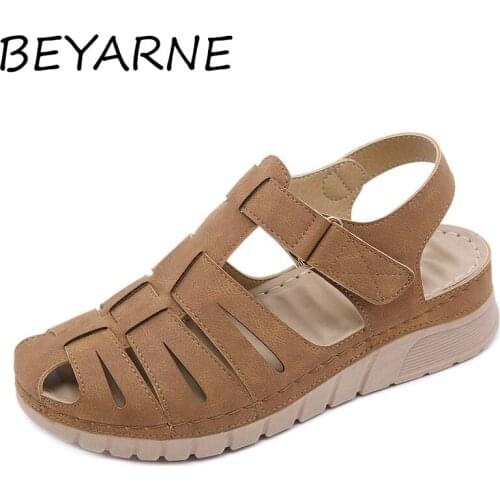 BEYARNE Women Ladies Fashion Casual Hollow Out Platforms Wedge Sandals 2020 New