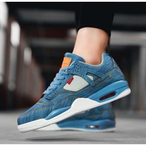 2021 New Spring/Autumn Denim Casual Shoes Round Toe Flat Platform Trainer for Women Girls White Chunky Sneakers Man Blue Lovers