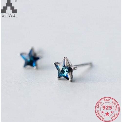 925 Sterling Silver Fashion Full Of Personality Blue Star Zircon Stud Earring Womens Jewellery Luxury Earrings
