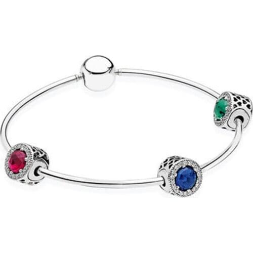 New High-quality 100% S925 Sterling Silver Classic Shiny Zircon Radiation Charm Bracelet Set Ladies Gift Jewelry Factory