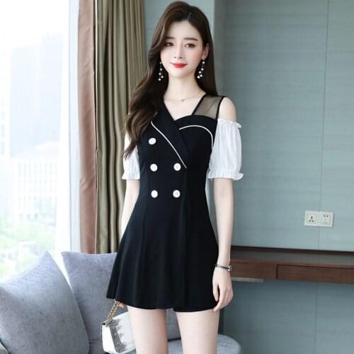 Womens T-shirt Sexy Off Shoulder Retro Elegant Crop Top Casual Shorts Two Piece Set 2021 New Summer Mesh Black Skirt Pants Suit