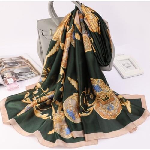 2021 Ethnic Style Print Silk Scarves Female New Handkerchief Fashion 180X90CM Dustproof Bandanna Popular Summer Sunscreen Shawls