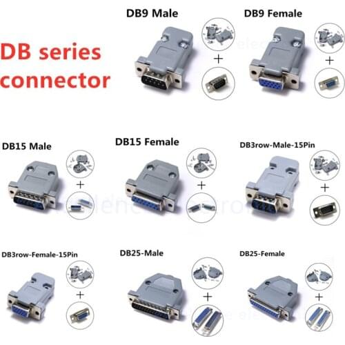 2sets DB serial adapter connector Plug D type RS232 COM 9/15/25/37 pin hole port socket female&Male Screw installation + shell