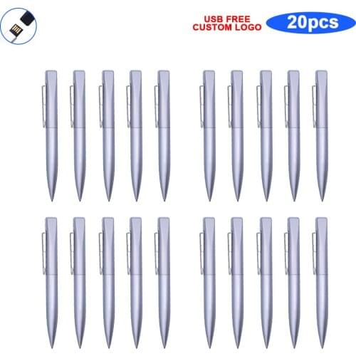 20pcs/lot Real capacity USB2.0 pendrive 8gb 16gb 32gb 64gb Ballpoint pen usb flash drive 128gb Pen Drive Flash Memory Stick