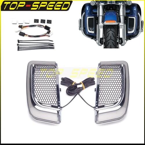2014-2020 Lower Vented Fairing Grille LED Light Running Lamp Turn Signal Light for Harley Touring Electra Road Ultra Glide FLHT