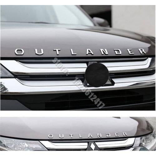Car Accessories For Mitsubishi Outlander 2013-2021 Chrome 3D Letters Hood Emblem logo Badge car sticker For Outlander Wording 3D