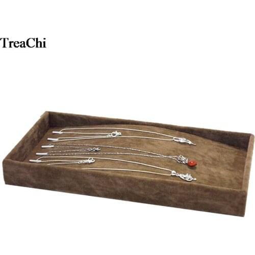 Velvet Necklace Holder Tray Pendant Bracelet Bead Chain Display Organizer Exhibition Showcase Anklet Display Tray 11*22*3cm