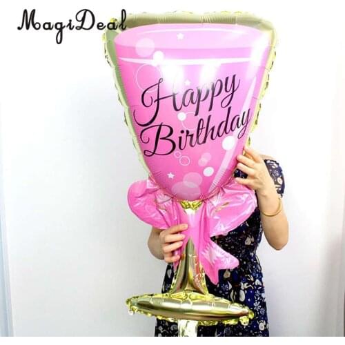 Jumbo Pink Champagne Glass Foil Balloon Birthday Party Decoration Supplies