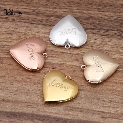 BoYuTe (10 Pieces/Lot) 29*27MM Heart Shape Love Locket Pendant Charms Diy Hand Made Open Photo Locket Jewelry Accessories