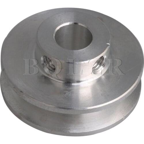 BQLZR 31x15x8MM Silver Aluminum Alloy Single Groove 8MM Fixed Bore Pulley for Motor Shaft 3-5MM PU Round Belt