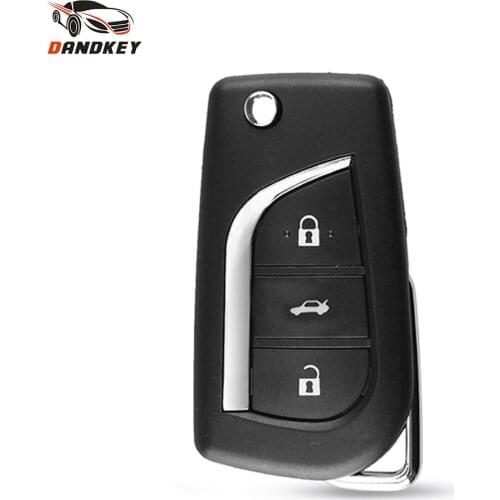 Dandkey Flip Folding Car Remote Key Shell Fob Case For Toyota Camry Corolla RVA4 2014 Replacement Auto TOY43 Key Blade 3 Buttons