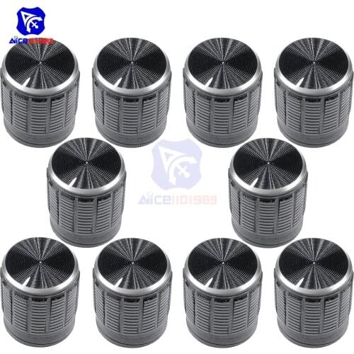 Diymore 10PCS/Lot Black Metal 6 mm Knurled Shaft Insert Dia. Potentiometer Control Knobs Switch Knob 15mm Dia. x 16.5mm Height