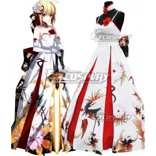 Fate Grand Order Saber Crane Wedding Dress Girls Party Gift Dress Halloween Adult Suit Festival Girls Gift Cosplay Costume E001
