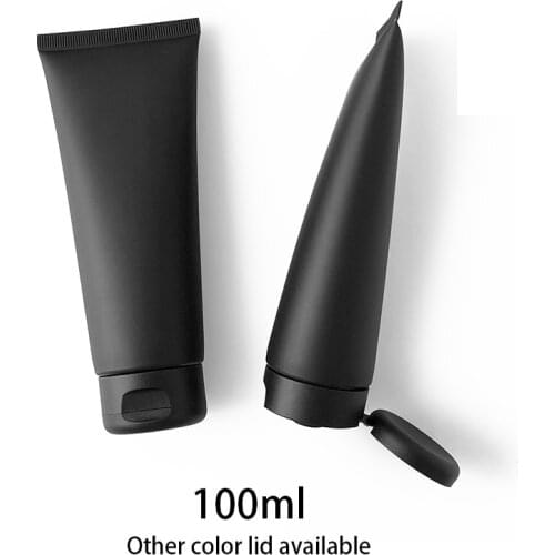 100ml Matte Black Squeeze Bottle Empty Cosmetic Containers 100g Makeup Cream Body Lotion Travel Packaging Face Wash Soft Tubes