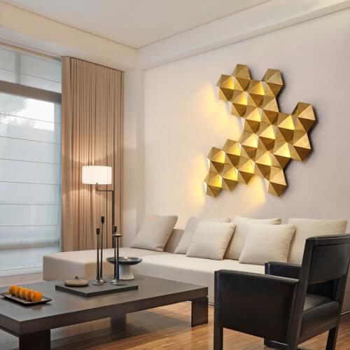 Geometry Stainless steel LED Wall Lamp Living Room Dining Room Wall Sconce Gold Surface Mount Atmosphere Lighting Fixtures