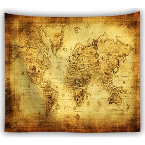 Hippie Boho Map Tapestry Wall Hanging Psychedelic Tapestry World Map Abstract Retro Farmhouse Decor Wall Carpet Blanket Mattress