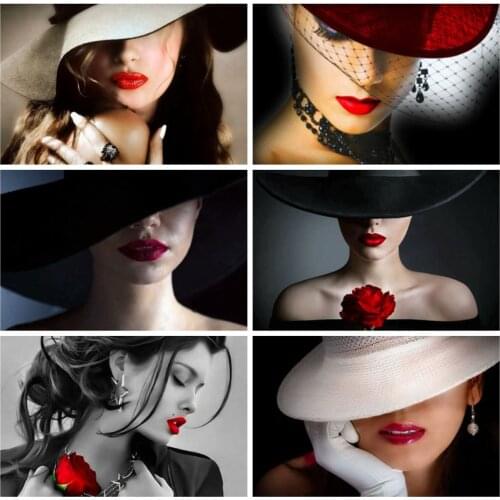 HUACAN DIY Diamond Art Painting Portrait Diamond Embroidery Sale Woman Pictures Of Rhinestones Mosaic Decor For Home