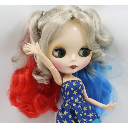 ICY DBS Blyth doll bjd neo Red Blue mix grey hair Joint body 1/6 30cm