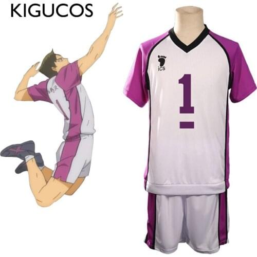 KIGUCOS Haikyuu!! 4 Colors Shiratorizawa Academy Outfit Shiratorizawa Gakuen Cos Wakatoshi Ushijima Jerseys Uniform Sets