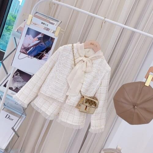 2021 Korea style boys girls 2 pcs set coat+shorts autumn cotton kids suit 4-9 years