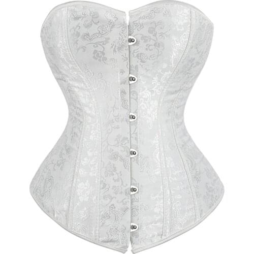 Corset Bustiers Top for Women Lingerie Sexy Overbust Gothic Clothes Costumes Halloween Victorian Vintage Plus Size Black White