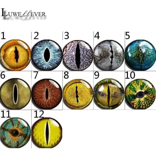 12mm 14mm 16mm 10mm 20mm 25mm 112 12pcs/lot Eyes Mix Round Glass Cabochons Jewelry Findings 18mm Snap Button Charm Bracelet