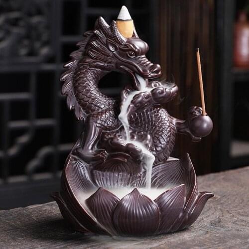 The Western Pterosaur Backflow Incense Burner Dragon for Incense Sticks Living Room Smoke Waterfall Incense Base Ceramic Stove