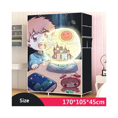 Hot Wardrobe Fabric Cloth Wardrobe Dormitory Single Wardrobe Steel Pipe Reinforcement Assembly Storage Simple