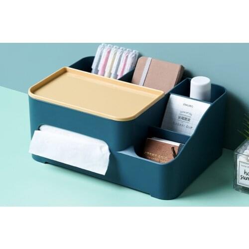 W&G Nordic Multifunctional Tissue Box Remote Control Home Living Room Storage Box Simple Pumping Box Desktop Plastic Box