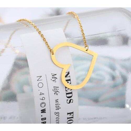 Fashion Big Heart Pendants Necklaces Gold Color Stainless Steel Chain Romantic Forever Love Jewelry GirlFriend Gifts