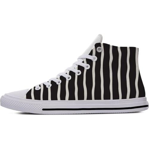 Black and White Stripes Fashion Popular Funny Casual Cloth Shoes High Top Lightweight Breathable 3D Print Men women Sneakers