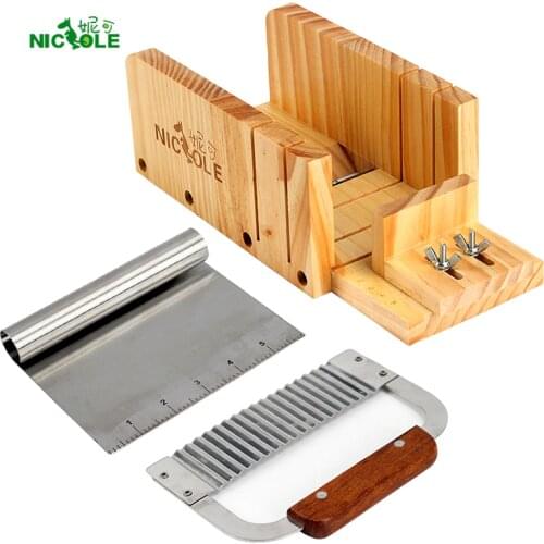 Nicole Soap Cutter Tools Kit Multifunction Adjustable Wood Cutting Box Stainless Steel Wavy & Straight Blade