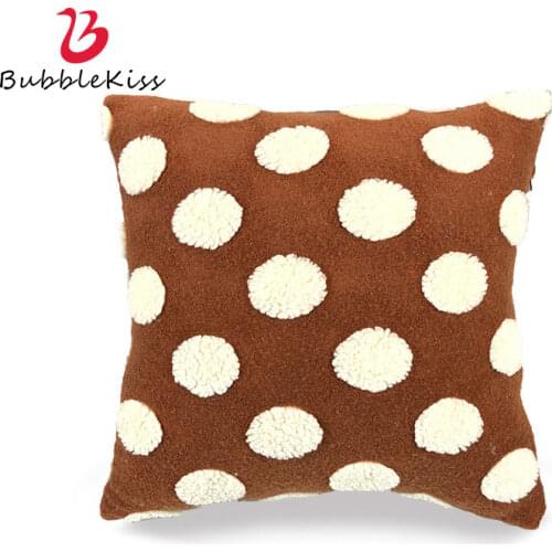 Bubble Kiss Cushion Cover Simple Geometric Polka Dot Jacquard Woolen Cloth Living Room Sofa Home Decor Comfort Waist Pillowcase