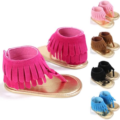 2018 New Brand Baby Girl Tassel Sandal Summer Flat With Shoes Anti-slip Soft Sole Newborn Prewalker