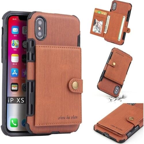 Luxury Slim PU Leather Wallet Case for iPhone X XR XS Max 7 8 6 6s Plus Shockproof Card Slot Kickstand Phone Back Phone Cover