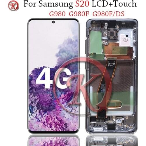 Super AMOLED For Samsung Galaxy S20 LCD Touch Screen G980 G980F G980F/DS LCD Display Touch Screen Digitizer with Frame
