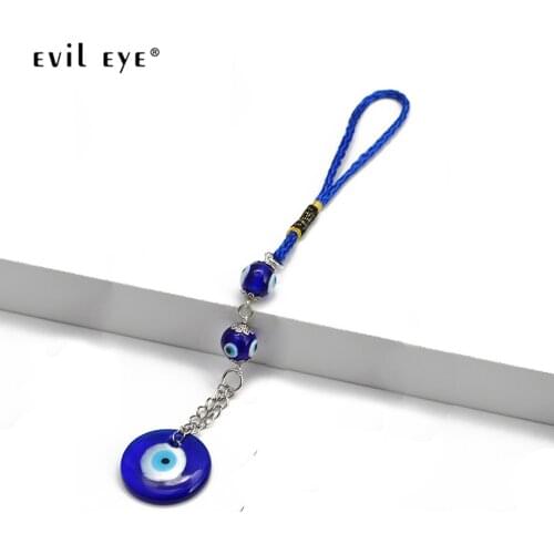 EVIL EYE Glass Round Blue Turkish Evil Eye Bead Pendant Wall Hanging Decorations for Home Living Room Car BE161