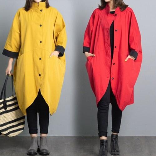 2021 Spring Autumn WomenS Jacket Plus Size Vintage Batwing Irregular Oversize Clothes Mid-Length Cardigan Female Outerwear