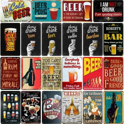 Vintage Metal Decor of Drink Cold Beer Type of Beer Always on Tap Cheers Beer Pong for Tiki Bar Decoration Fashion Metal Poster