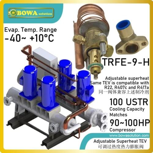 100TR R407c TEV matches 90 to 100HP screw compressor water chillers in central air conditioning for school, office and factory