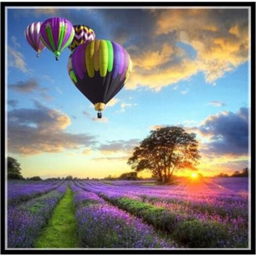 Lavender Flower Sea Needlework,DIY 14CT fashion Cross stitch For Embroidery kits,Romantic Hot Air Balloon Cross-Stitching