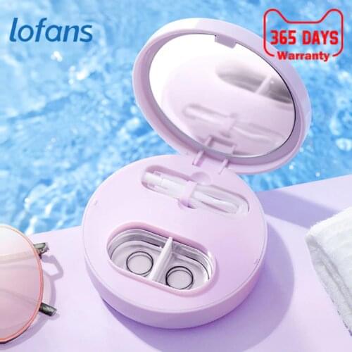 Lofans Ultrasonic Vibration Contact Lens Cleaning Box Purple One-key Control Mini Glasses Cleaner Built-in Makeup Mirror