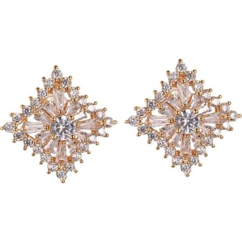 Women Earrings Zircon Inlaid Square Earrings Designed For Women Fashion Simple Banquet Engagement Earrings Send Girlfriend