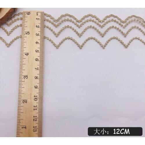 1 Meter/lot Width 12cm Gold Thread Wavy Lace Applique Net Yarn Embroidered Handicraft DIY Wedding Dress Furniture Accessories