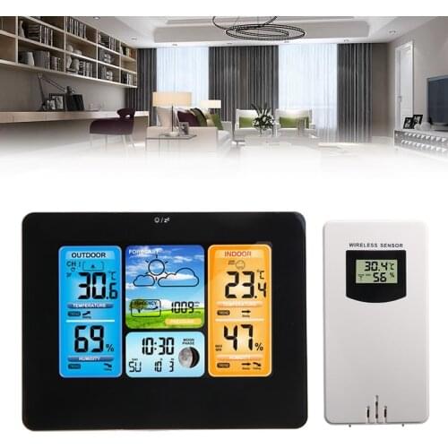 1 pcs Multifunction 5 comfort levels 17.5*7*13.5 cm Weather Station Radio With Color Display Sensor Digital Alarm Clock