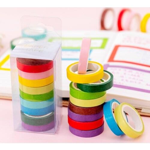 10 Pieces/lot) Cute Candy Color Rainbow Washi Tape Student DIY Scrapbook Decoration Sticker Masking Tape