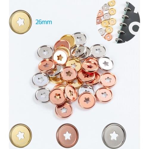 12pcs 26mm Notebook Mushroom Hole Button Plastic Pentagram Disc Star Buckle For Loose Leaf Hand Book Binding Discs Accessories