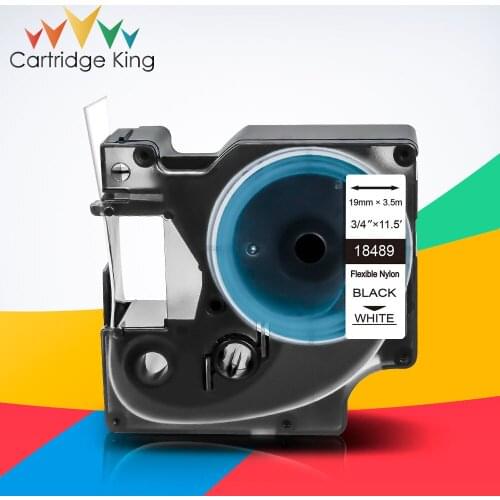 3/4" 19mm Nylon Label Tapes 18489 Compatible Dymo Rhino IND Label Printer 4200 5200 6000 6500 4200 Black on White Label Sticker