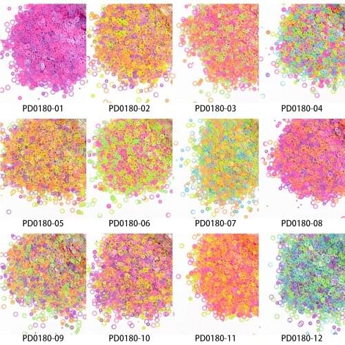 50g/bag NEON HOLLOW CIRCLE NAIL Confetti SEQUINS ,CHUNKY Flakes Tips Art,12ColorS Hollow Circle SEQUINS!new