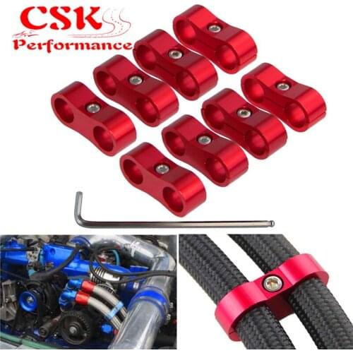 8pcs AN6 13.4mm Braided Hose Separator Clamp Fitting Adapter Bracket Black/Blue/Silver/red